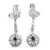 Palladium Sapphire and Diamond Vintage Drop Earrings