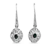 Palladium Sapphire and Diamond Deco Earrings