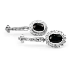 Palladium Sapphire and Diamond Vintage Earrings