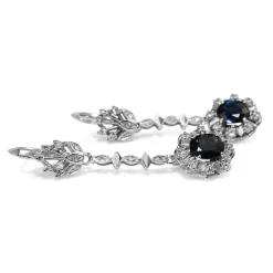 Palladium Sapphire and Diamond Vintage Earrings