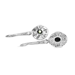 Palladium Sapphire and Diamond Deco Earrings