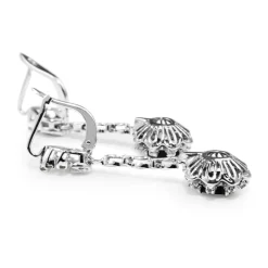 Palladium Sapphire and Diamond Vintage Earrings