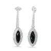 Palladium Sapphire and Single Cut Diamond Vintage Drop Earrings