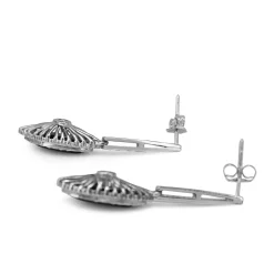Palladium Sapphire and Single Cut Diamond Vintage Drop Earrings