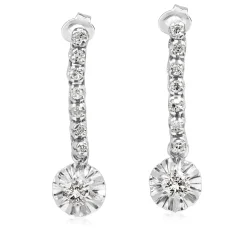 Palladium Single Cut Diamond Drop Earrings