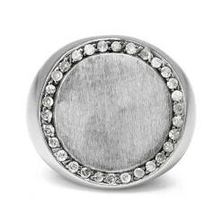 Palladium Single Cut Diamond Signet Ring