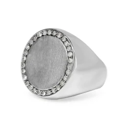 Palladium Single Cut Diamond Signet Ring