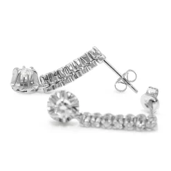Palladium Single Cut Diamond Drop Earrings