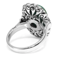 Palladium Turquoise and Diamond Deco Ring
