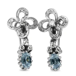 Palladium Vintage Aquamarine and Diamond Earrings