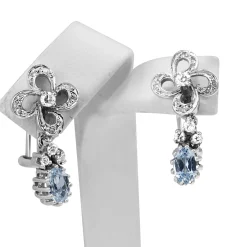 Palladium Vintage Aquamarine and Diamond Earrings