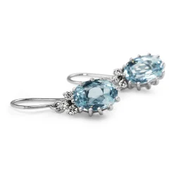 Palladium Vintage Aquamarine and Diamond Earrings