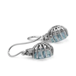 Palladium Vintage Aquamarine and Diamond Earrings