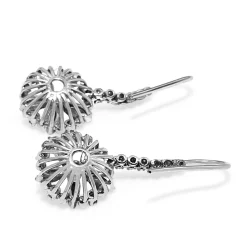 Palladium Vintage Diamond and Sapphire Drop Earrings