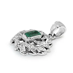 Palladium Vintage Emerald and Diamond Necklace