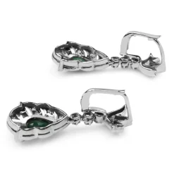 Palladium Vintage Emerald and Single Cut Diamond Earrings