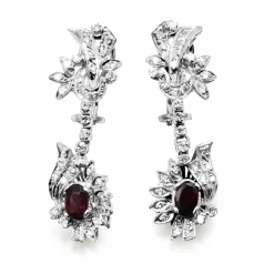 Palladium Vintage Garnet and Diamond Earrings
