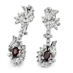 Palladium Vintage Garnet and Diamond Earrings