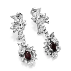 Palladium Vintage Garnet and Diamond Earrings
