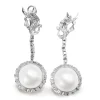 Palladium Vintage Mabe Pearl and Diamond Drop Earrings