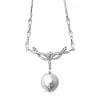 Palladium Vintage Mabe Pearl and Diamond Necklace
