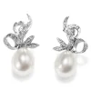 Palladium Vintage 9mm South Sea Pearl and Diamond Earrings