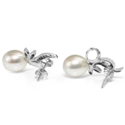 Palladium Vintage 9mm South Sea Pearl and Diamond Earrings