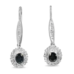 Palladium Vintage Sapphire and Diamond Drop Earrings
