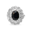 Palladium Vintage Sapphire and Diamond Cluster Ring
