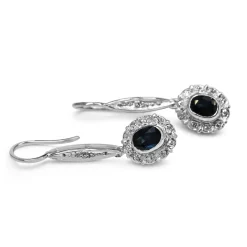Palladium Vintage Sapphire and Diamond Drop Earrings