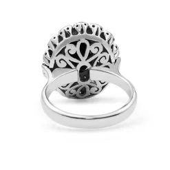 Palladium Vintage Sapphire and Diamond Cluster Ring
