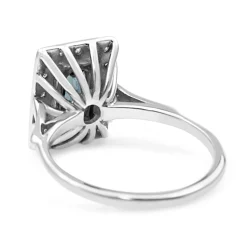 Palladium Vintage Sapphire and Single Cut Diamond Halo Ring