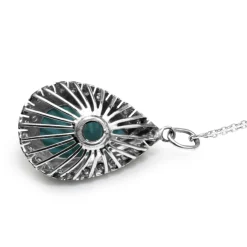 Palladium Vintage Turquoise and Diamond Pear Drop Pendant