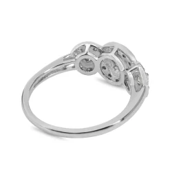 Platinum 3 Stone Halo Ring