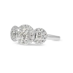 Platinum 3 Stone Halo Ring