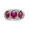 Platinum 3 Stone Ruby and Diamond Ring