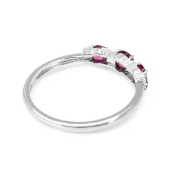 Platinum 3 Stone Ruby and Diamond Band Ring