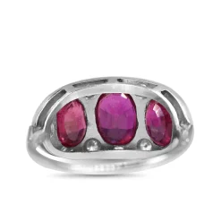 Platinum 3 Stone Ruby and Diamond Ring