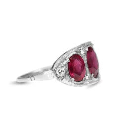 Platinum 3 Stone Ruby and Diamond Ring