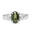Platinum Alexandrite and Baguette Diamond 3 Stone Ring