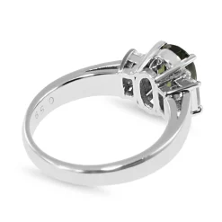Platinum Alexandrite and Baguette Diamond 3 Stone Ring