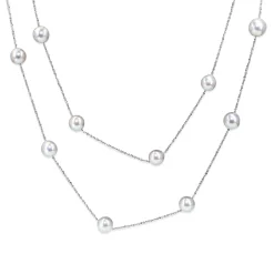 Platinum and Akoya Pearl Necklace