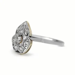 Platinum and 18ct White and Yellow Gold Old Cut Diamond Art Deco Ring
