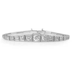 Platinum and 18ct White Gold Art Deco Old Cut Graduated Diamond Bracelet