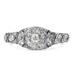 Platinum and 18ct White Gold Antique Old and Rose Cut Diamond and Sapphire Bracelet
