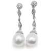 Platinum and 18ct White Gold Diamond and 11mm South Sea Pearl Earrings