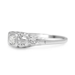 Platinum and 18ct White Gold Deco Style Old Cut Diamond Ring