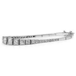 Platinum and 18ct White Gold Art Deco Old Cut Graduated Diamond Bracelet