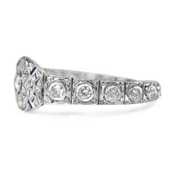 Platinum and 18ct White Gold Antique Old and Rose Cut Diamond and Sapphire Bracelet