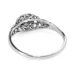 Platinum and 18ct White Gold Deco Style Old Cut Diamond Ring